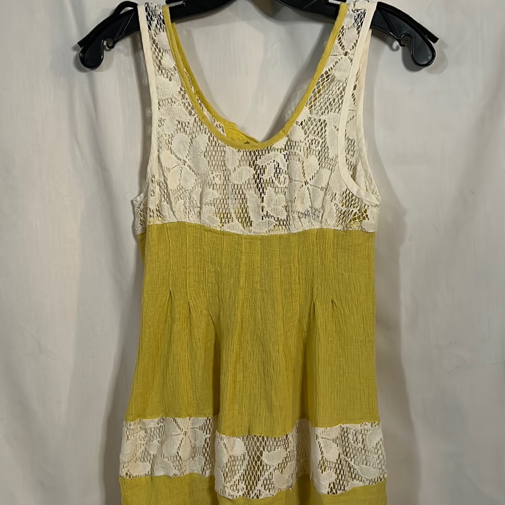 Free People Yellow Lace Open Back Sleeveless Top Size 4